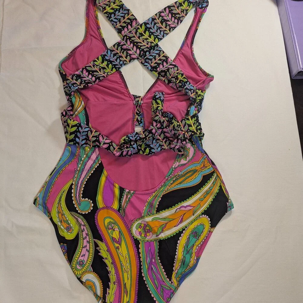 Trina Turk Garden Paisley One Piece Sz 8 - Picture 4 of 7